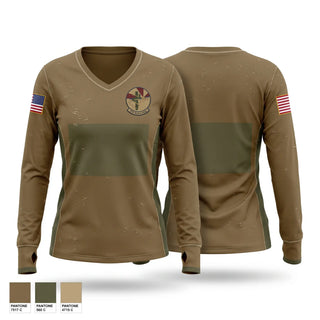 Womens Long Sleeve Vneck Shirt, MED, Air Force, Teamtime, Team time, sublimation, custom sports apparel, team uniforms, spirit wear, spiritwear, sports uniforms, custom shirts, team store, custom team store, fundraiser sports, apparel fundraiser
