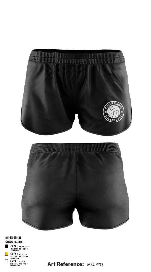 Womens Shorts, Fulton Hornets Volleyball, Women's Volleyball, Teamtime, Team time, sublimation, custom sports apparel, team uniforms, spirit wear, spiritwear, sports uniforms, custom shirts, team store, custom team store, fundraiser sports, apparel fundraiser