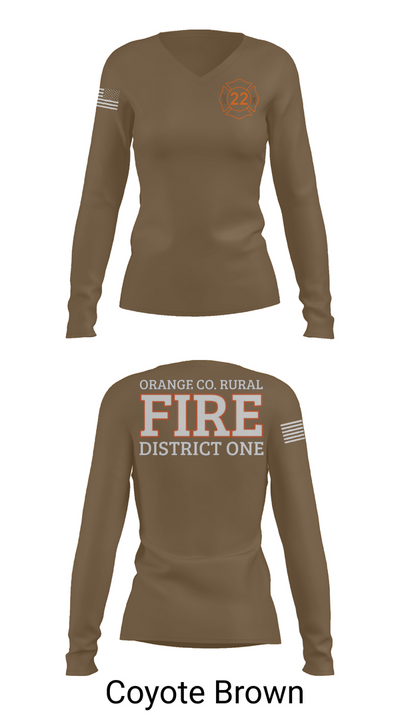 Orange County Rural District 1 Fire Department 66539276 Women's Long Sleeve V-neck Shirt - 17