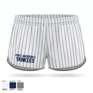Womens Shorts, Fort Lauderdale Yankees, Baseball, Teamtime, Team time, sublimation, custom sports apparel, team uniforms, spirit wear, spiritwear, sports uniforms, custom shirts, team store, custom team store, fundraiser sports, apparel fundraiser