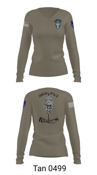 Womens Long Sleeve Vneck Shirt, , Army, Teamtime, Team time, sublimation, custom sports apparel, team uniforms, spirit wear, spiritwear, sports uniforms, custom shirts, team store, custom team store, fundraiser sports, apparel fundraiser