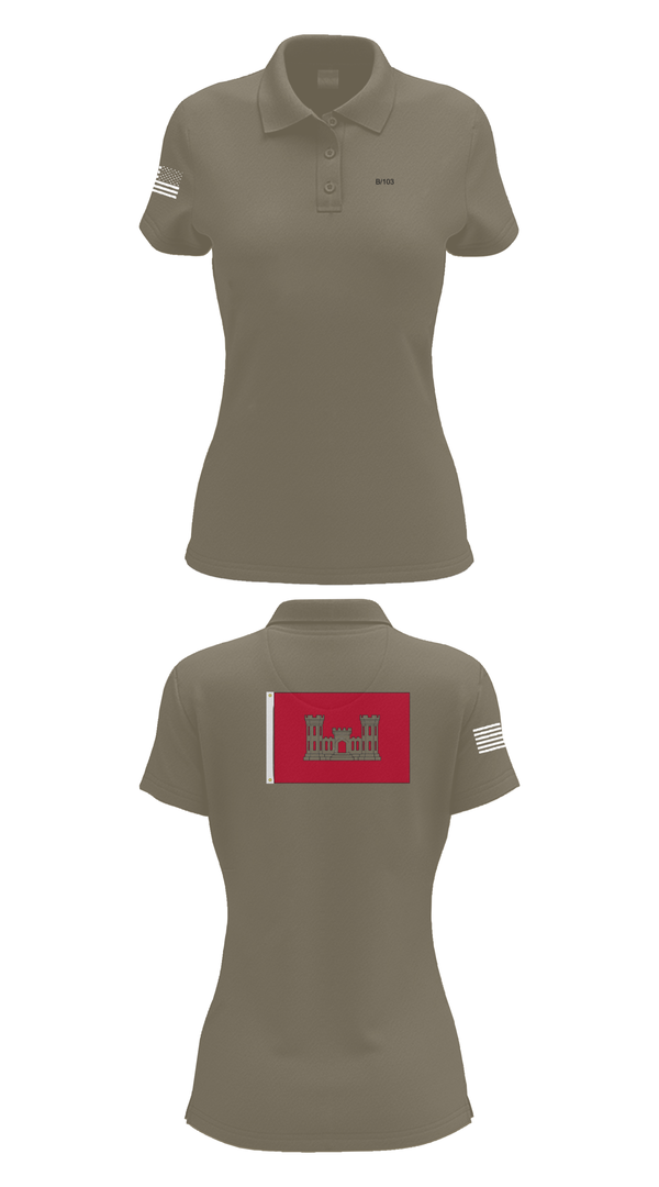 Womens Short Sleeve Performance Polo, B 103 EN BN, National Guard, Teamtime, Team time, sublimation, custom sports apparel, team uniforms, spirit wear, spiritwear, sports uniforms, custom shirts, team store, custom team store, fundraiser sports, apparel fundraiser