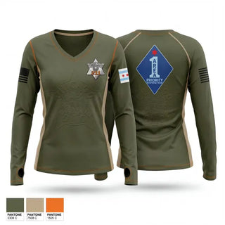 Womens Long Sleeve Vneck Shirt, Chicago Police Area 1 PRT, Police, Teamtime, Team time, sublimation, custom sports apparel, team uniforms, spirit wear, spiritwear, sports uniforms, custom shirts, team store, custom team store, fundraiser sports, apparel fundraiser