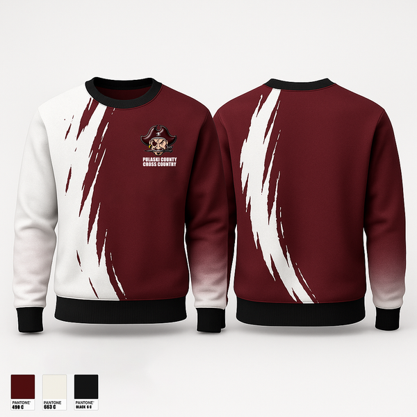 Crew Neck Sweatshirt, Pulaski County Cross Country, Cross Country, Teamtime, Team time, sublimation, custom sports apparel, team uniforms, spirit wear, spiritwear, sports uniforms, custom shirts, team store, custom team store, fundraiser sports, apparel fundraiser