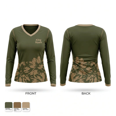 King Vawn Women's Long Sleeve V-neck Shirt - 1