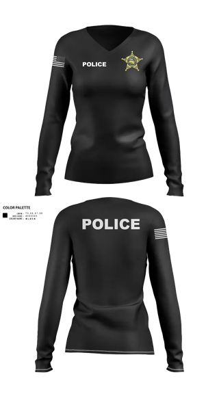 Womens Long Sleeve Vneck Shirt, St. Joseph County Police Department, , Teamtime, Team time, sublimation, custom sports apparel, team uniforms, spirit wear, spiritwear, sports uniforms, custom shirts, team store, custom team store, fundraiser sports, apparel fundraiser