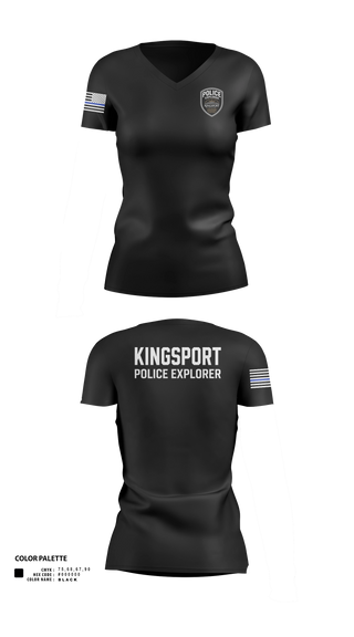 Womens Short Sleeve Vneck Shirt, Kingsport Police Explorer Post, Police, Teamtime, Team time, sublimation, custom sports apparel, team uniforms, spirit wear, spiritwear, sports uniforms, custom shirts, team store, custom team store, fundraiser sports, apparel fundraiser
