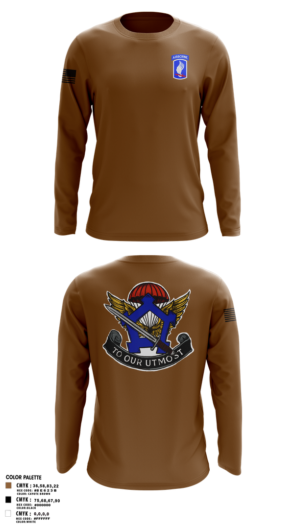 Long Sleeve Performance Shirt, HHC, Brigade Support Battalion 173D IBCT(A), , Teamtime, Team time, sublimation, custom sports apparel, team uniforms, spirit wear, spiritwear, sports uniforms, custom shirts, team store, custom team store, fundraiser sports, apparel fundraiser