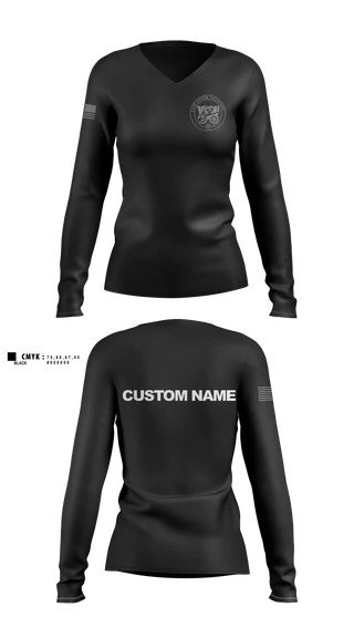 Womens Long Sleeve Vneck Shirt, Lancaster Recruiting Company, Army, Teamtime, Team time, sublimation, custom sports apparel, team uniforms, spirit wear, spiritwear, sports uniforms, custom shirts, team store, custom team store, fundraiser sports, apparel fundraiser