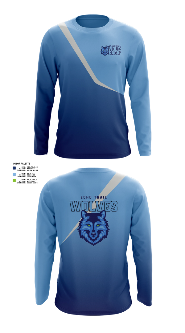 Long Sleeve Shooting Shirt, Echo Trail Wolfpack, Men's Basketball, Teamtime, Team time, sublimation, custom sports apparel, team uniforms, spirit wear, spiritwear, sports uniforms, custom shirts, team store, custom team store, fundraiser sports, apparel fundraiser