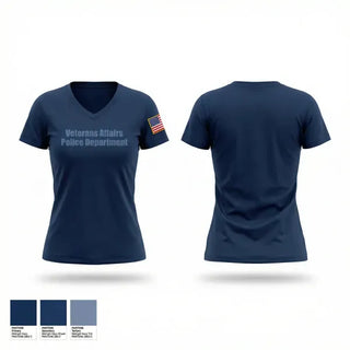 Womens Short Sleeve Vneck Shirt, Veterans Affairs Police Department, Police, Teamtime, Team time, sublimation, custom sports apparel, team uniforms, spirit wear, spiritwear, sports uniforms, custom shirts, team store, custom team store, fundraiser sports, apparel fundraiser