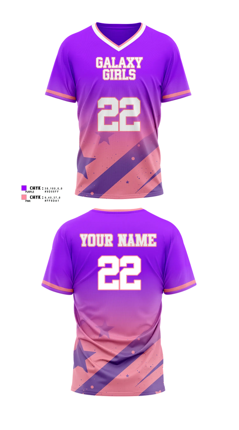 Womens Soccer Jersey, Galaxy Girls, Women's Soccer, Teamtime, Team time, sublimation, custom sports apparel, team uniforms, spirit wear, spiritwear, sports uniforms, custom shirts, team store, custom team store, fundraiser sports, apparel fundraiser