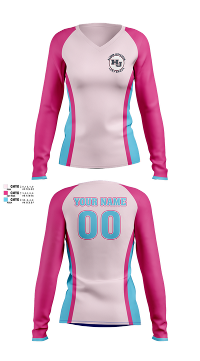 Hardin Jefferson Lady Hawks 24743911 Women's Long Sleeve V-neck Shirt - 1