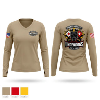 Womens Long Sleeve Vneck Shirt, C co 2nd plt Underdogs, Army, Teamtime, Team time, sublimation, custom sports apparel, team uniforms, spirit wear, spiritwear, sports uniforms, custom shirts, team store, custom team store, fundraiser sports, apparel fundraiser