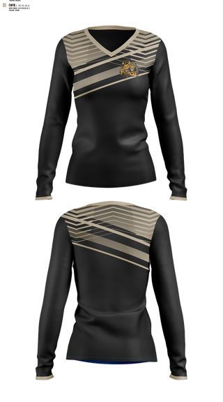Womens Long Sleeve Vneck Shirt, BFitness, , Teamtime, Team time, sublimation, custom sports apparel, team uniforms, spirit wear, spiritwear, sports uniforms, custom shirts, team store, custom team store, fundraiser sports, apparel fundraiser