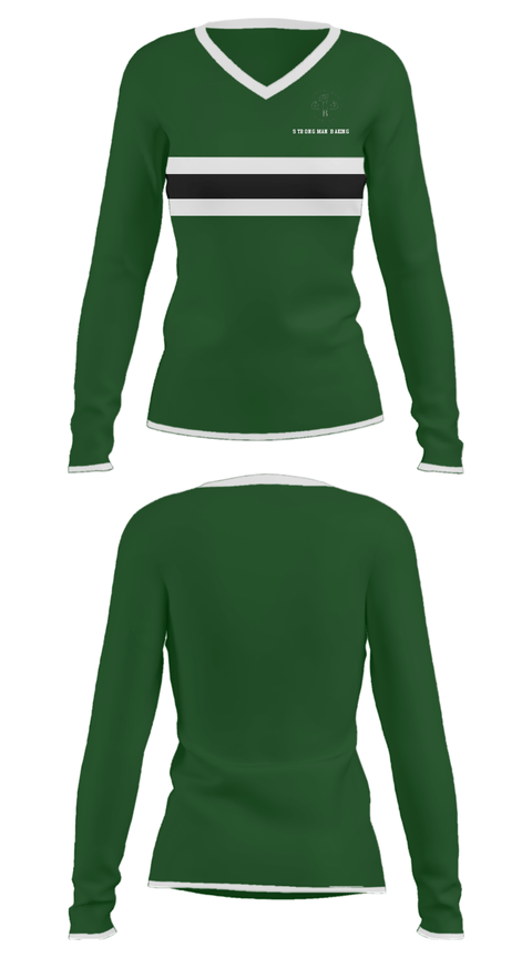 Women's Long Sleeve Vneck Shirt, Strongman Baking, , Teamtime, Team time, sublimation, custom sports apparel, team uniforms, spirit wear, spiritwear, sports uniforms, custom shirts, team store, custom team store, fundraiser sports, apparel fundraiser
