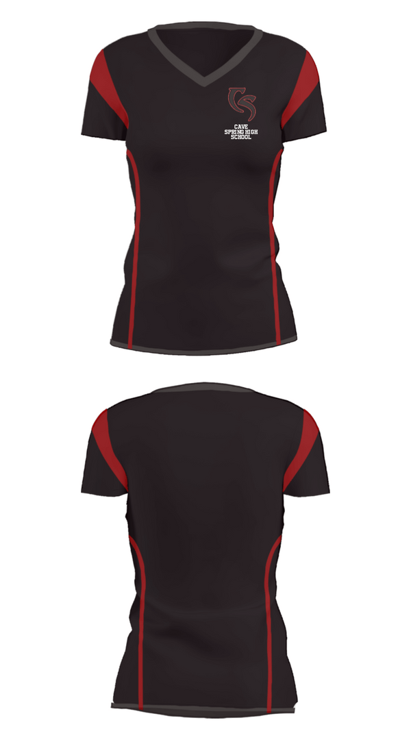 Women's Short Sleeve Vneck Shirt, Cave Spring High School, Spirit Store, Teamtime, Team time, sublimation, custom sports apparel, team uniforms, spirit wear, spiritwear, sports uniforms, custom shirts, team store, custom team store, fundraiser sports, apparel fundraiser