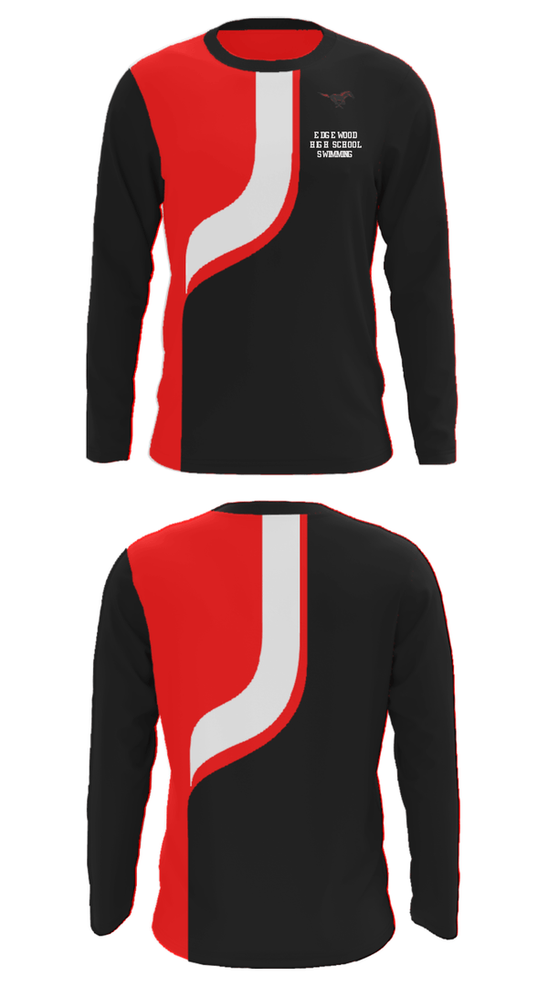 Long Sleeve Performance Shirt, Edgewood High School Swimming, Swimming, Teamtime, Team time, sublimation, custom sports apparel, team uniforms, spirit wear, spiritwear, sports uniforms, custom shirts, team store, custom team store, fundraiser sports, apparel fundraiser