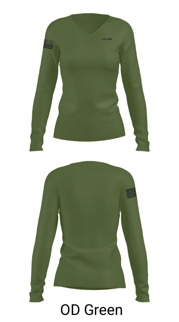 Women's Long Sleeve Vneck Shirt, E CO 21BEB, Army, Teamtime, Team time, sublimation, custom sports apparel, team uniforms, spirit wear, spiritwear, sports uniforms, custom shirts, team store, custom team store, fundraiser sports, apparel fundraiser