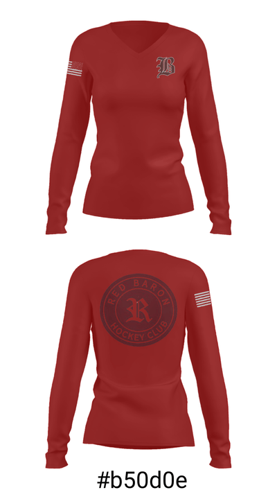 Red Baron Hockey Club 64840347 Women's Long Sleeve V-neck Shirt - 20