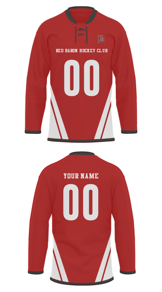 Hockey Jersey, Red Baron Hockey Club, Ice Hockey, Teamtime, Team time, sublimation, custom sports apparel, team uniforms, spirit wear, spiritwear, sports uniforms, custom shirts, team store, custom team store, fundraiser sports, apparel fundraiser