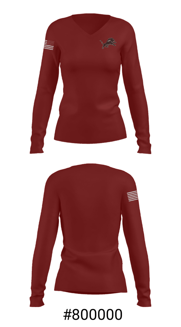 Women's Long Sleeve Vneck Shirt, Blanchard High School, Spirit Store, Teamtime, Team time, sublimation, custom sports apparel, team uniforms, spirit wear, spiritwear, sports uniforms, custom shirts, team store, custom team store, fundraiser sports, apparel fundraiser