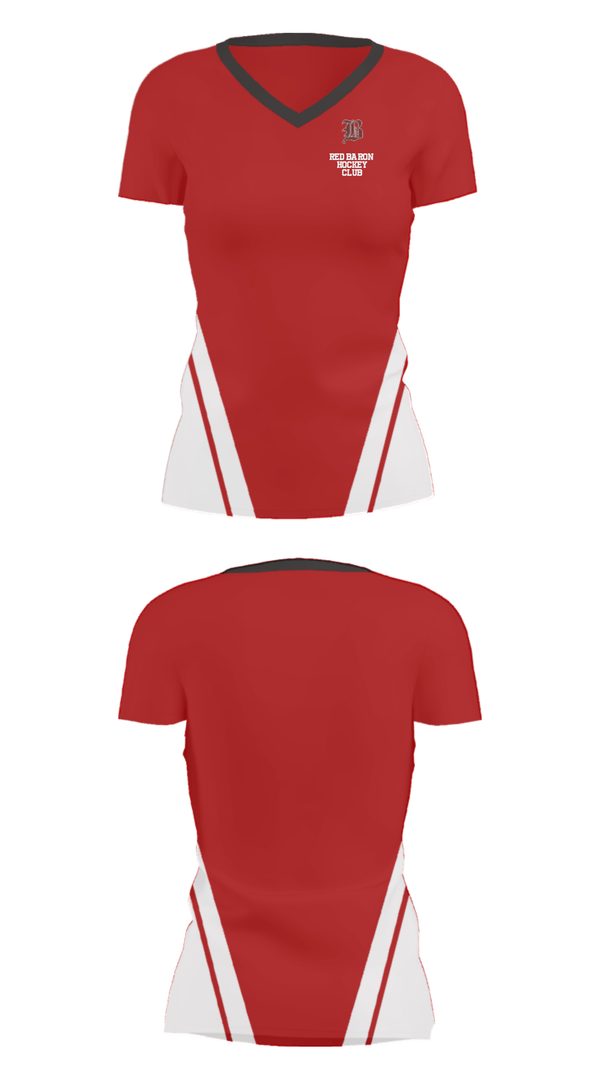 Women's Short Sleeve Vneck Shirt, Red Baron Hockey Club, Ice Hockey, Teamtime, Team time, sublimation, custom sports apparel, team uniforms, spirit wear, spiritwear, sports uniforms, custom shirts, team store, custom team store, fundraiser sports, apparel fundraiser
