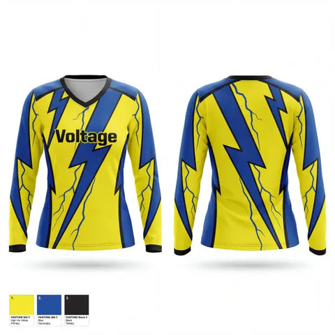 Womens Long Sleeve Vneck Shirt, Voltage, Softball, Teamtime, Team time, sublimation, custom sports apparel, team uniforms, spirit wear, spiritwear, sports uniforms, custom shirts, team store, custom team store, fundraiser sports, apparel fundraiser