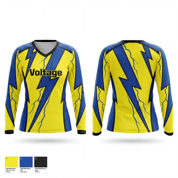 Womens Long Sleeve Vneck Shirt, Voltage, Softball, Teamtime, Team time, sublimation, custom sports apparel, team uniforms, spirit wear, spiritwear, sports uniforms, custom shirts, team store, custom team store, fundraiser sports, apparel fundraiser