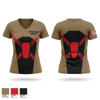Womens Short Sleeve Vneck Shirt, 1-194th Field Artillery, Army, Teamtime, Team time, sublimation, custom sports apparel, team uniforms, spirit wear, spiritwear, sports uniforms, custom shirts, team store, custom team store, fundraiser sports, apparel fundraiser