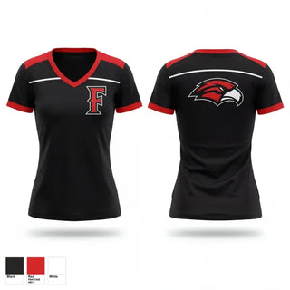 Womens Short Sleeve Vneck Shirt, Frontier, Wrestling, Teamtime, Team time, sublimation, custom sports apparel, team uniforms, spirit wear, spiritwear, sports uniforms, custom shirts, team store, custom team store, fundraiser sports, apparel fundraiser