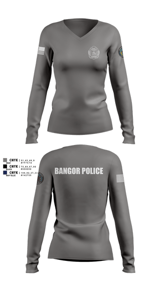 Womens Long Sleeve Vneck Shirt, Bangor PD, Police, Teamtime, Team time, sublimation, custom sports apparel, team uniforms, spirit wear, spiritwear, sports uniforms, custom shirts, team store, custom team store, fundraiser sports, apparel fundraiser