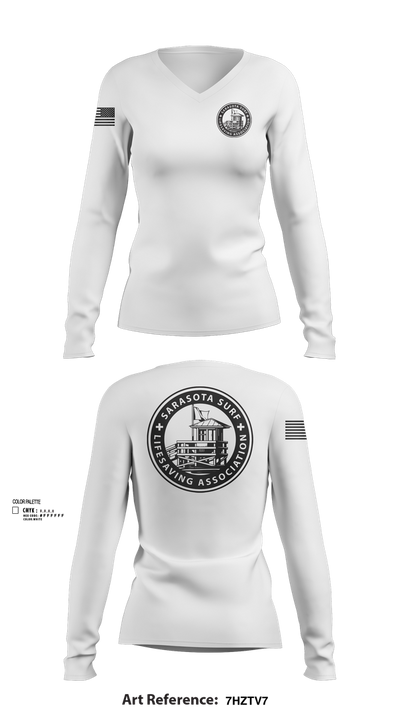 Sarasota Surf Lifesaving Association 11699985 Women's Long Sleeve V-neck Shirt - 102