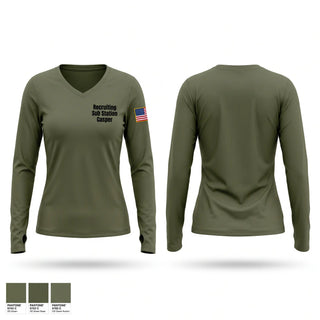 Womens Long Sleeve Vneck Shirt, Recruiting Sub Station Casper, Marines, Teamtime, Team time, sublimation, custom sports apparel, team uniforms, spirit wear, spiritwear, sports uniforms, custom shirts, team store, custom team store, fundraiser sports, apparel fundraiser