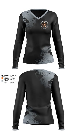 Womens Long Sleeve Vneck Shirt, Eastlake North Cross County, Cross Country, Teamtime, Team time, sublimation, custom sports apparel, team uniforms, spirit wear, spiritwear, sports uniforms, custom shirts, team store, custom team store, fundraiser sports, apparel fundraiser