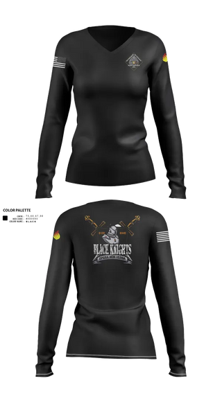 Womens Long Sleeve Vneck Shirt, B Co 832nd OD BN, , Teamtime, Team time, sublimation, custom sports apparel, team uniforms, spirit wear, spiritwear, sports uniforms, custom shirts, team store, custom team store, fundraiser sports, apparel fundraiser