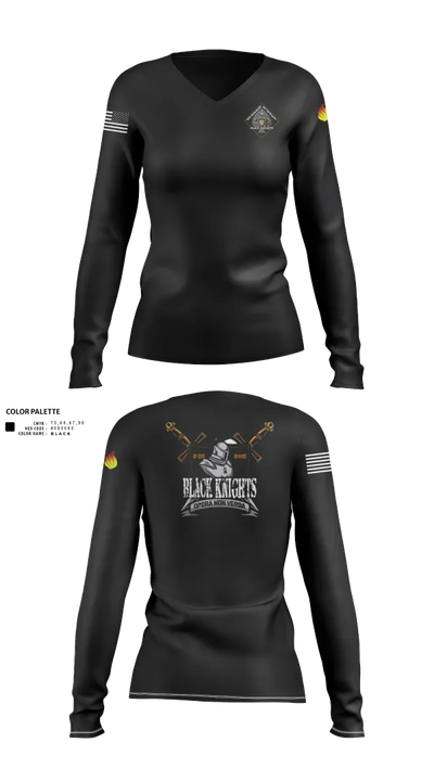 B Co 832nd OD BN 19793865 Women's Long Sleeve V-neck Shirt - 25