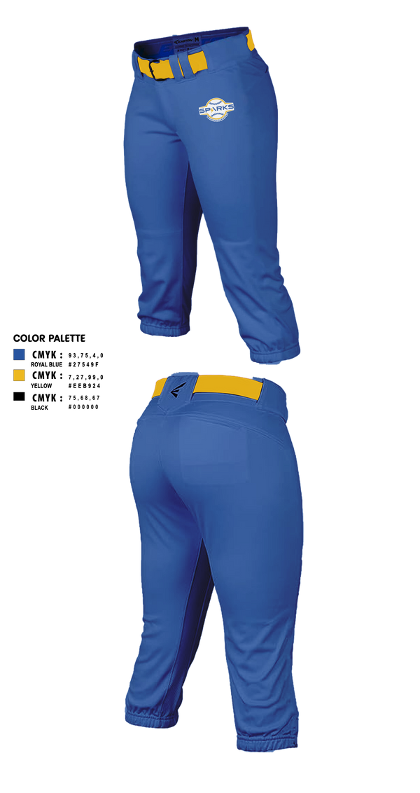 Softball Pants, Santa Clara PAL Sparks, Softball, Teamtime, Team time, sublimation, custom sports apparel, team uniforms, spirit wear, spiritwear, sports uniforms, custom shirts, team store, custom team store, fundraiser sports, apparel fundraiser