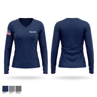 Womens Long Sleeve Vneck Shirt, Npevfd, Fire Department, Teamtime, Team time, sublimation, custom sports apparel, team uniforms, spirit wear, spiritwear, sports uniforms, custom shirts, team store, custom team store, fundraiser sports, apparel fundraiser