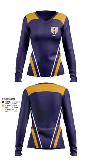 Womens Long Sleeve Vneck Shirt, Hampton Hornets, Softball, Teamtime, Team time, sublimation, custom sports apparel, team uniforms, spirit wear, spiritwear, sports uniforms, custom shirts, team store, custom team store, fundraiser sports, apparel fundraiser