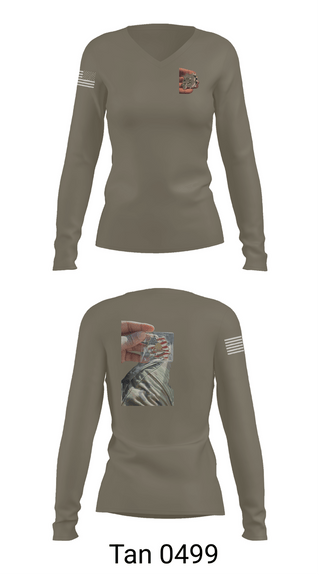 Womens Long Sleeve Vneck Shirt, 655 TC ROAD DAWGS, Army, Teamtime, Team time, sublimation, custom sports apparel, team uniforms, spirit wear, spiritwear, sports uniforms, custom shirts, team store, custom team store, fundraiser sports, apparel fundraiser