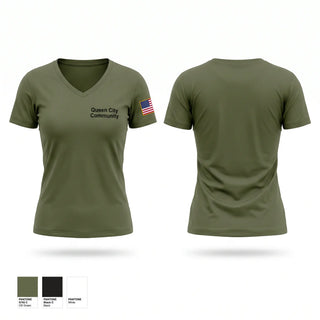 Womens Short Sleeve Vneck Shirt, Queen City Community, Fire Department, Teamtime, Team time, sublimation, custom sports apparel, team uniforms, spirit wear, spiritwear, sports uniforms, custom shirts, team store, custom team store, fundraiser sports, apparel fundraiser