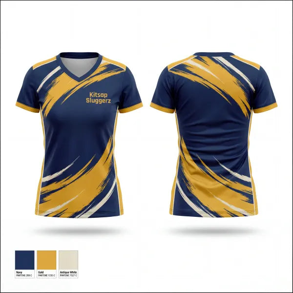 Womens Short Sleeve Vneck Shirt, Kitsap Sluggerz, Softball, Teamtime, Team time, sublimation, custom sports apparel, team uniforms, spirit wear, spiritwear, sports uniforms, custom shirts, team store, custom team store, fundraiser sports, apparel fundraiser