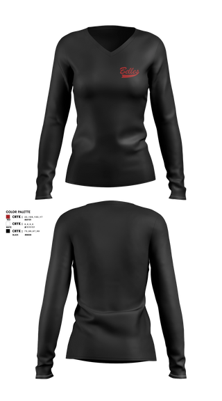 Womens Long Sleeve Vneck Shirt, Bluegrass Lightning Belles, Softball, Teamtime, Team time, sublimation, custom sports apparel, team uniforms, spirit wear, spiritwear, sports uniforms, custom shirts, team store, custom team store, fundraiser sports, apparel fundraiser