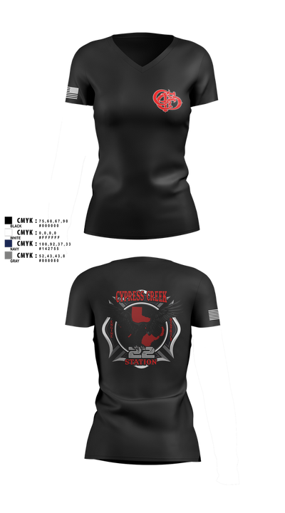 Cy creek fire 22 83530628 Women's Short Sleeve V-neck Shirt - 50