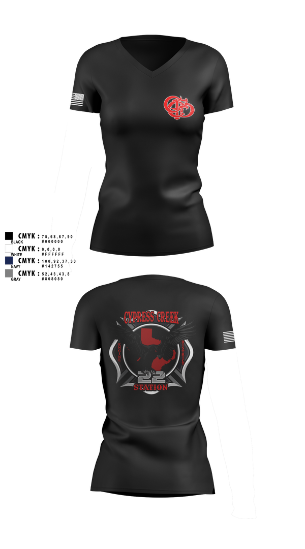 Womens Short Sleeve Vneck Shirt, Cy creek fire 22, , Teamtime, Team time, sublimation, custom sports apparel, team uniforms, spirit wear, spiritwear, sports uniforms, custom shirts, team store, custom team store, fundraiser sports, apparel fundraiser