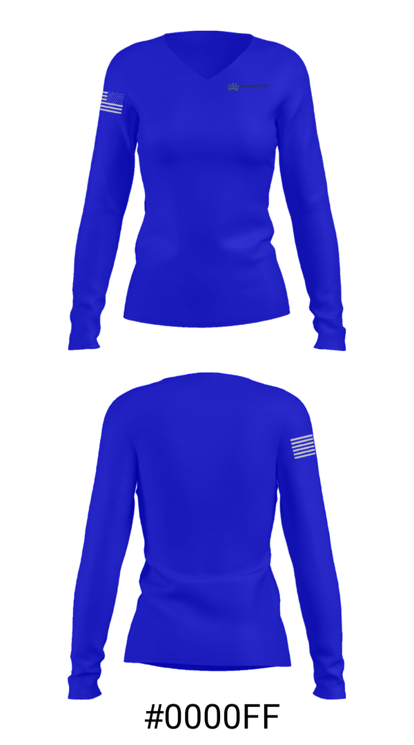 Women's Long Sleeve Vneck Shirt, Endeavor Charter School, Spirit Store, Teamtime, Team time, sublimation, custom sports apparel, team uniforms, spirit wear, spiritwear, sports uniforms, custom shirts, team store, custom team store, fundraiser sports, apparel fundraiser