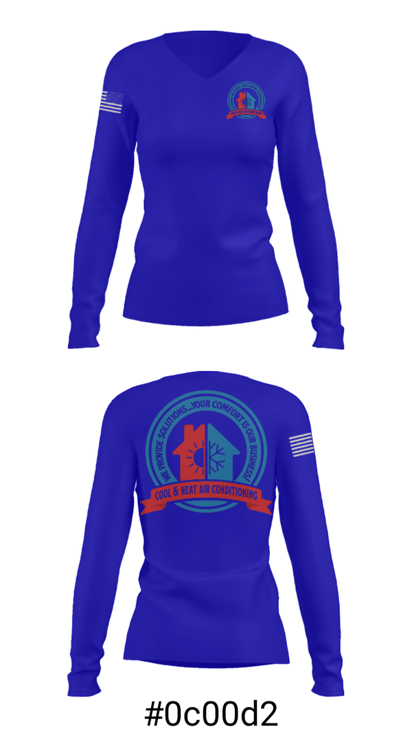 Women's Long Sleeve Vneck Shirt, Cool & Heat Air Conditioning, , Teamtime, Team time, sublimation, custom sports apparel, team uniforms, spirit wear, spiritwear, sports uniforms, custom shirts, team store, custom team store, fundraiser sports, apparel fundraiser