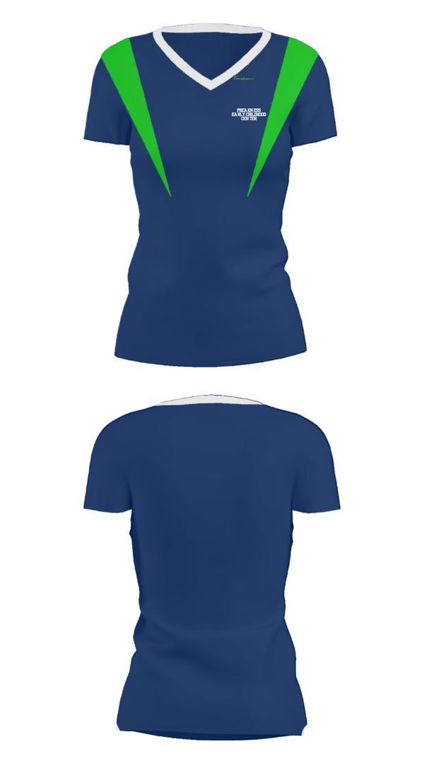 Women's Short Sleeve Vneck Shirt, Preakness Early Childhood Center, Spirit Store, Teamtime, Team time, sublimation, custom sports apparel, team uniforms, spirit wear, spiritwear, sports uniforms, custom shirts, team store, custom team store, fundraiser sports, apparel fundraiser