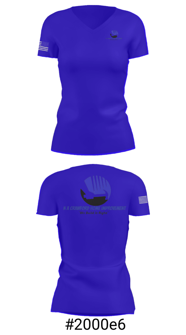 Women's Short Sleeve Vneck Shirt, NA Crawford Home Improvement, , Teamtime, Team time, sublimation, custom sports apparel, team uniforms, spirit wear, spiritwear, sports uniforms, custom shirts, team store, custom team store, fundraiser sports, apparel fundraiser